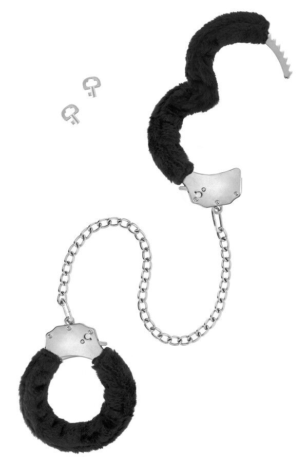 Поножі з чорним хутром Fetish Tentation Adjustable metal and fur ankle cuffs