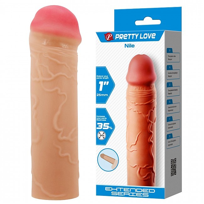 Подовжуюча насадка на пеніс PRETTY LOVE Nile Extended Series TPR, 16,5 х 3,8 см