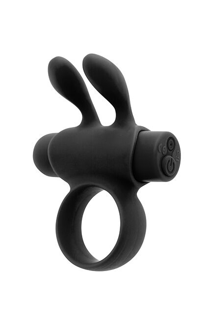 Ерекційне віброкільце S Pleasures Premium Rabbit Ring, чорне, з знімною вібропулею та вушками