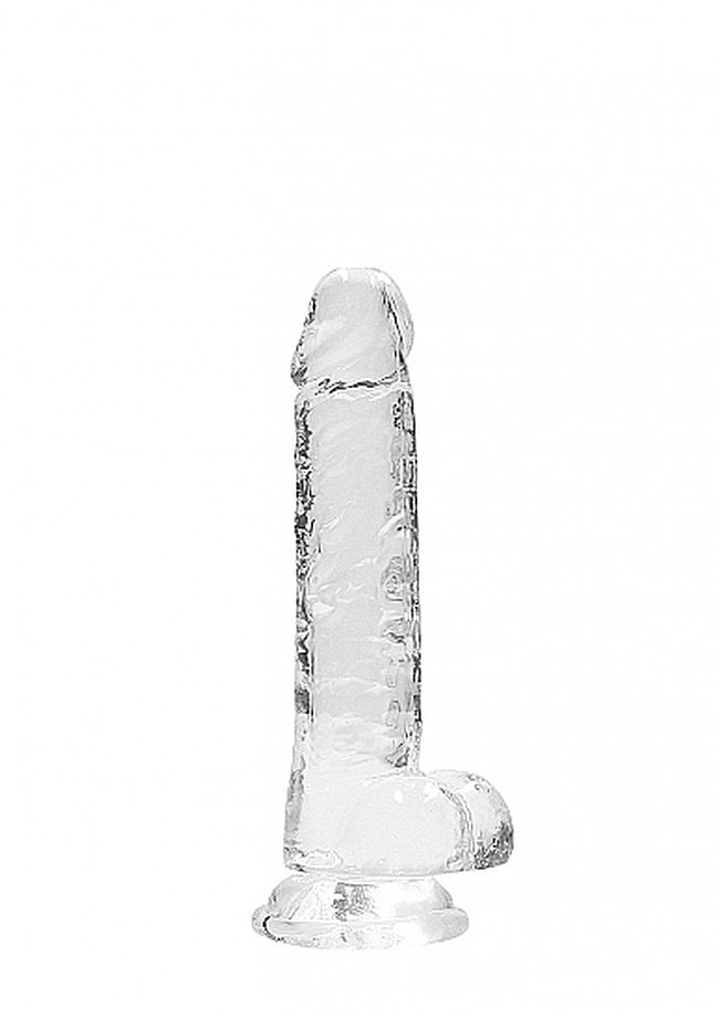 Фаллоімітатор на присосці Realrock Dildo With Balls Transparent, прозорий, 19 х 3,5 см