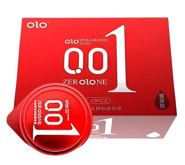 Ультратонкі текстуровані презервативи з зігріваючим ефектом OLO  ZERO ONE RED, 10 шт