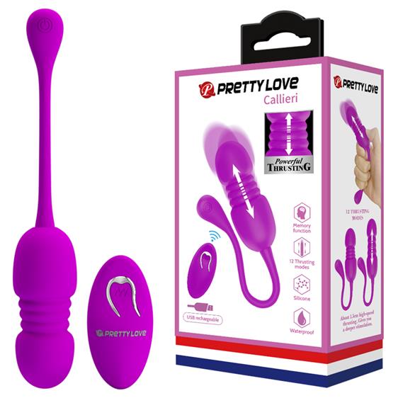Віброяйце Callieri Thrusting Vibrating Egg Purple Pretty Love, імітація фрикцій та вібрація