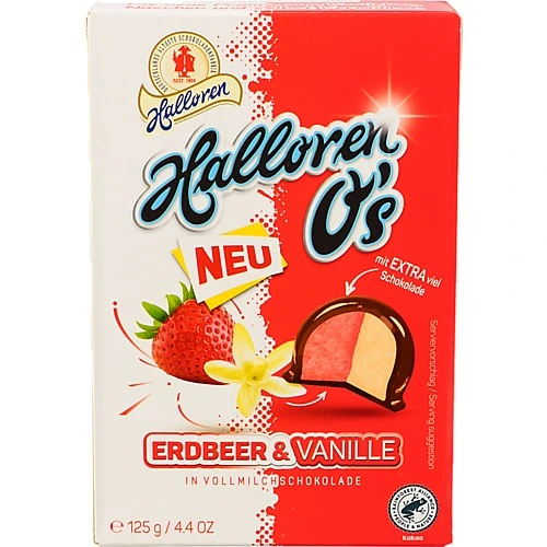 Цукерки праліне Os Halloren 125г полуниця молочний шоколад 25