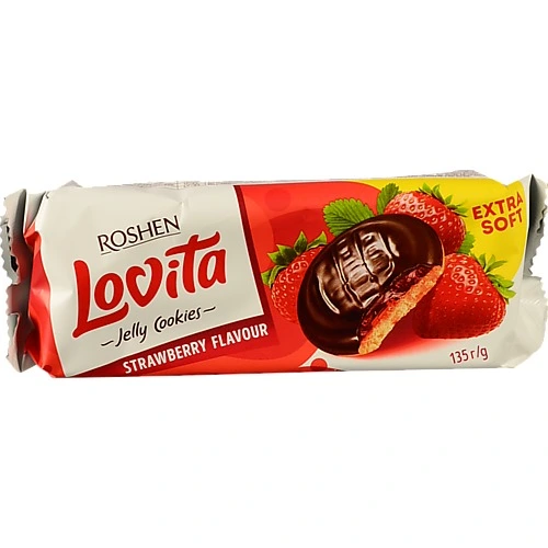 Печиво Рошен 135г lovita jelly cookies жел.полуниця