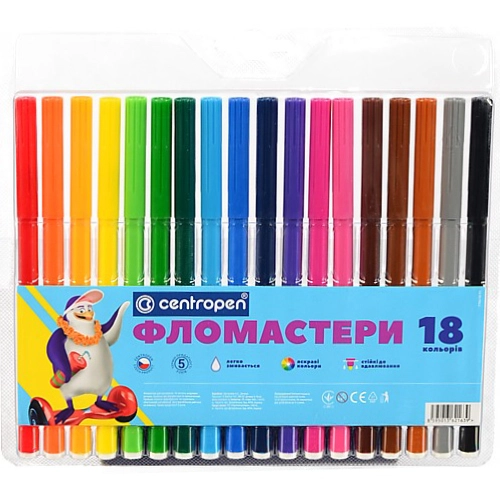 Фломастери Centropen пінгвін 18цв 7990.18