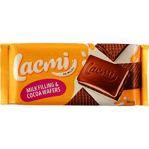 Шоколад Roshen 90г lacmi молочний мол.начинкою та вафлею