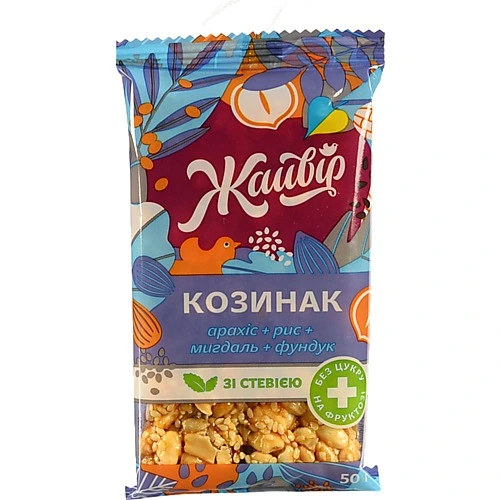 Козинак Жайвір 50г асорті з мигдаль фруктоза стевія