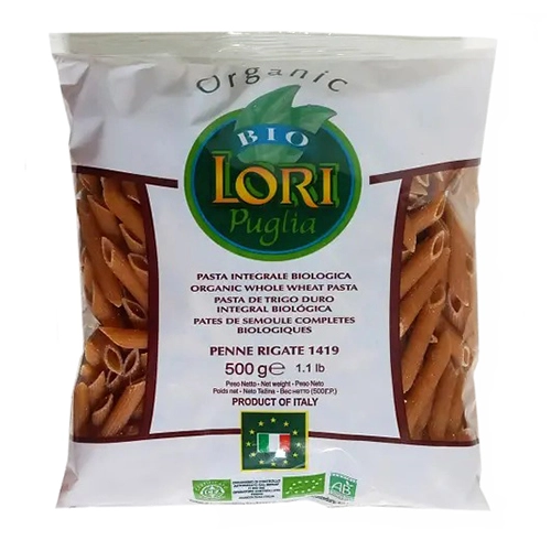 Макарони Bio Lori 500гр пенне рігате цільнозернові