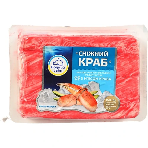Крабові палички Сніжний краб 150г сурімі з мясом краба охл
