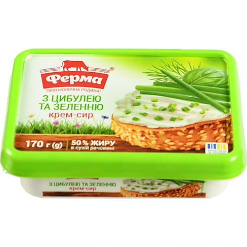Крем-сир Ферма 170г 50% з цибулею та зеленню