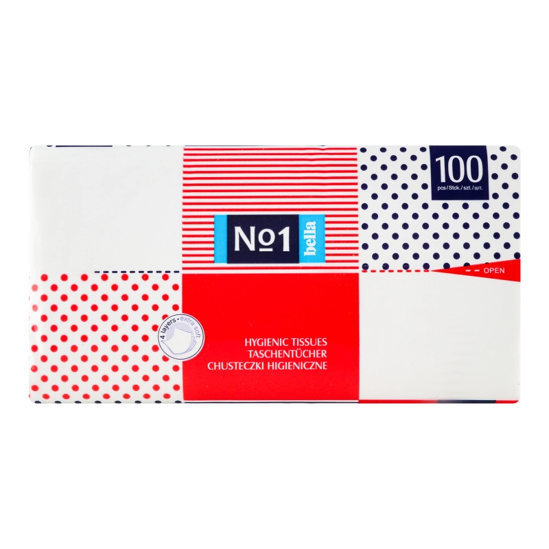 Хусточки паперові 4-х шарові 1 Bella 100шт