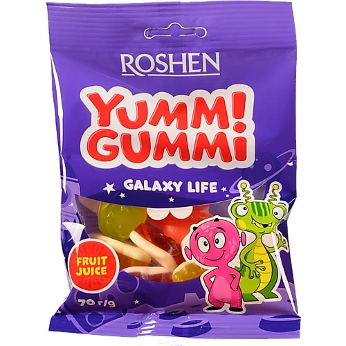 Цукерки Roshen 70г желейні yummi gummi galaxy life