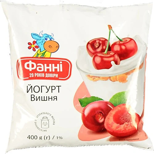 Йогурт Фанні 400г 1% вишня п.е