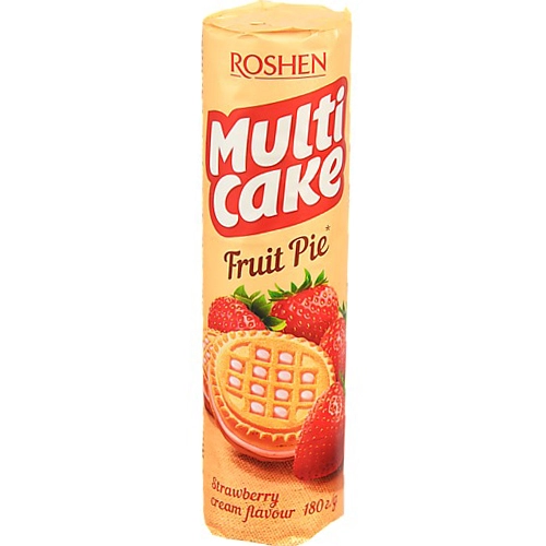 Печиво сендвіч Рошен 180г multicake полуниця крем