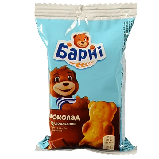 Бісквіт Барні 30г шоколадна начинка