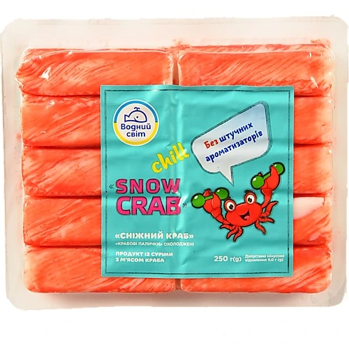 Крабові палички Сніжний краб 250г сурімі з мясом краба дитячі охл