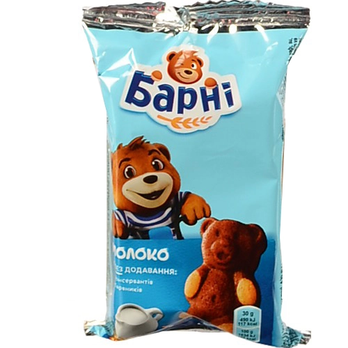 Бісквіт Барні 30г молочна начинка