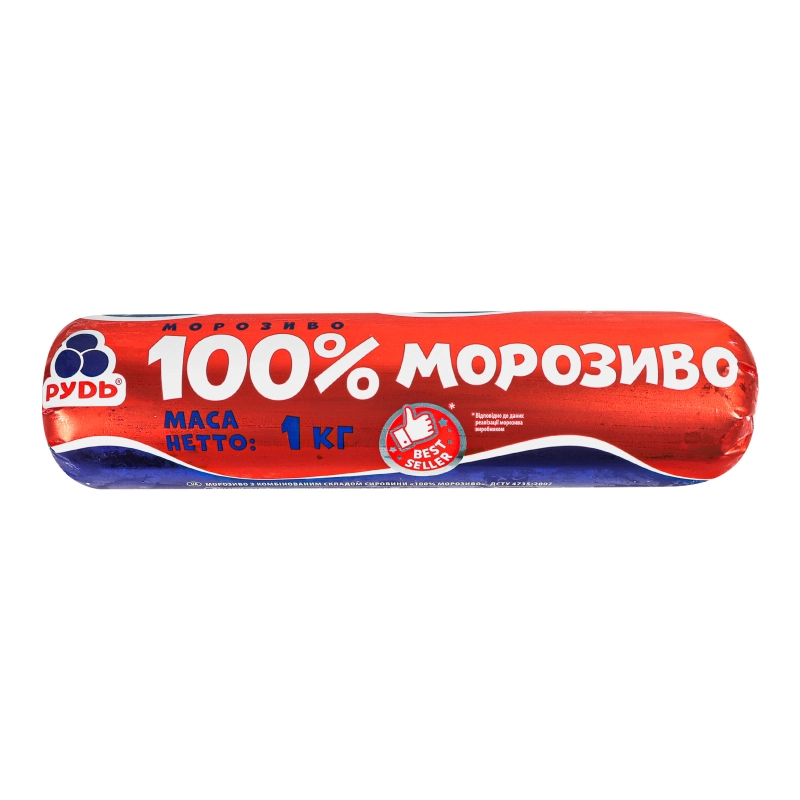 Морозиво Рудь 1кг 100% пломбір