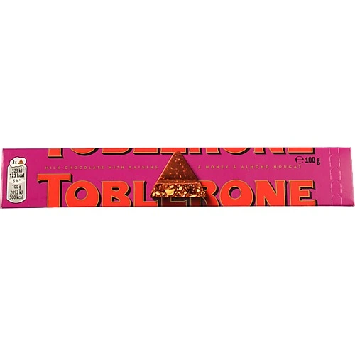 Шоколад Tobleron 100г молочний родзинки нуга