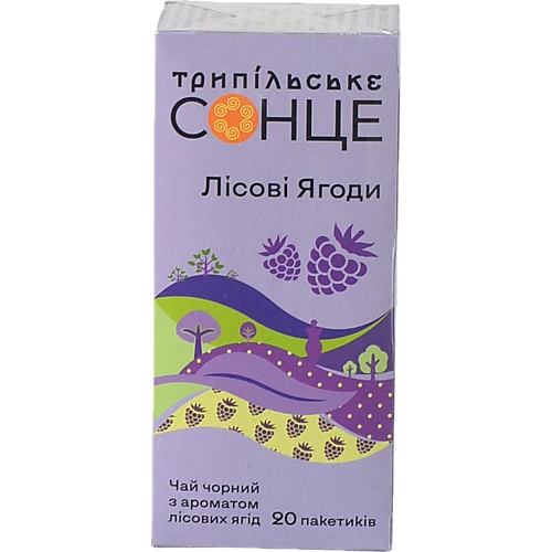 Чай чорний байховий дрібний Лісові ягоди Трипільське Сонце к/у 20х1.6г