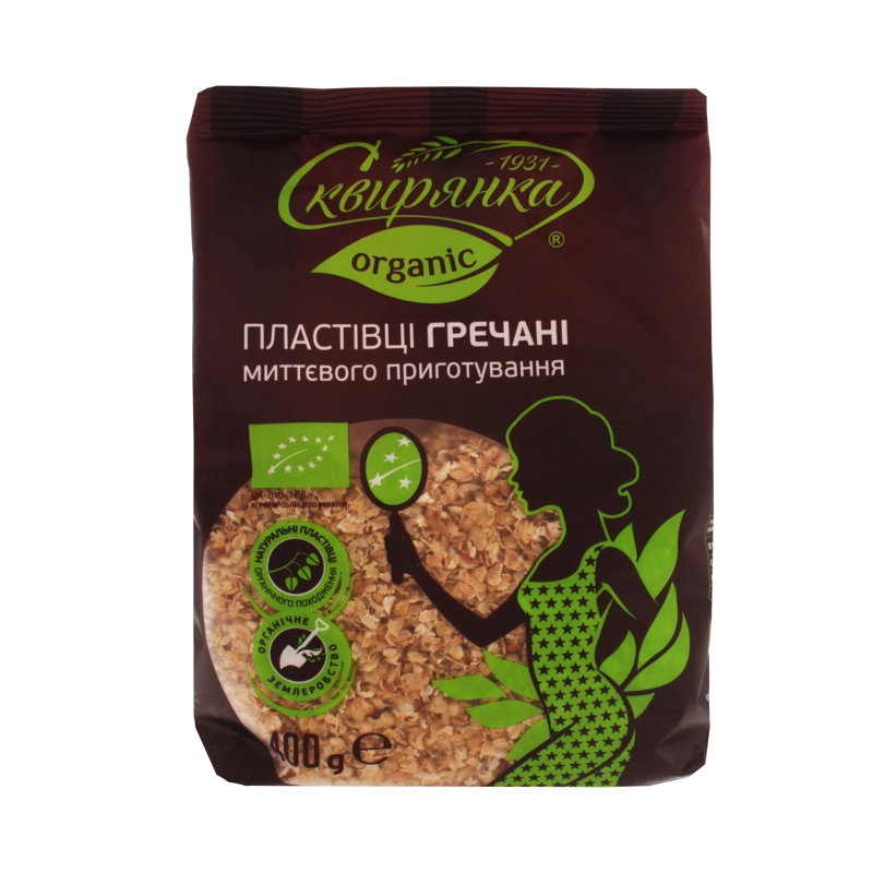Пластiвцi Сквірянка 400г гречанi органiчні