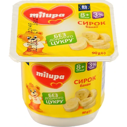 Сирок Мілупа 90г 3% банан ст