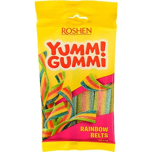Цукерки Roshen 70г yummi gummi sour belts желейні