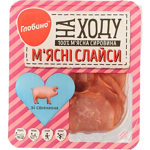 Мясні слайси  Глобино з свінини 50гр в.г с.к газ.пак.