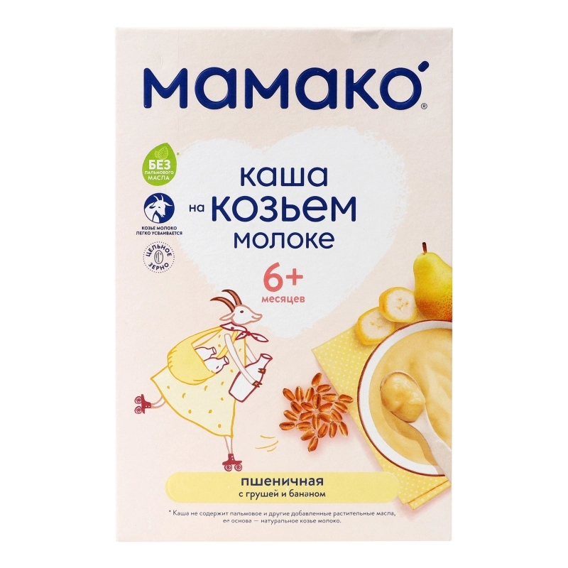Каша пшенична з грушею і бананом на козячому молоці для дітей від 6міс Мамако к/у 200г