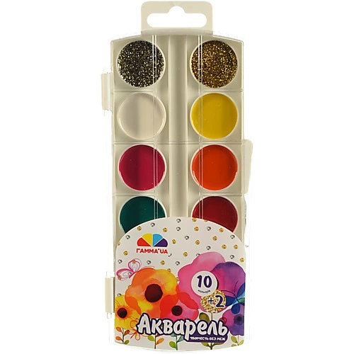 Акварель 12 кол.. зол. і ср.. б п. пластик. Творчість