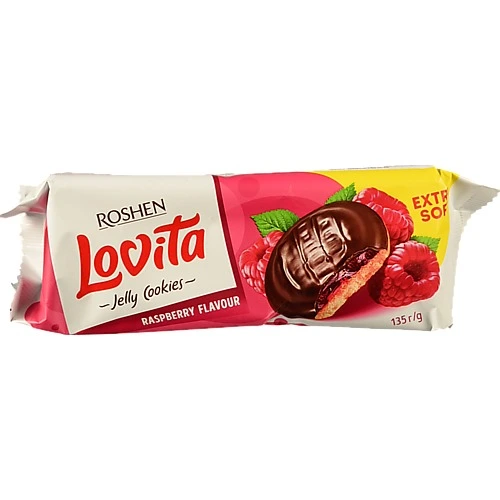 Печиво Рошен 135г lovita jelly cookies жел.малина