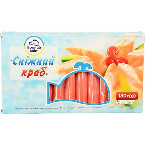 Крабові палички Водний світ 180г охолоджені снежний краб