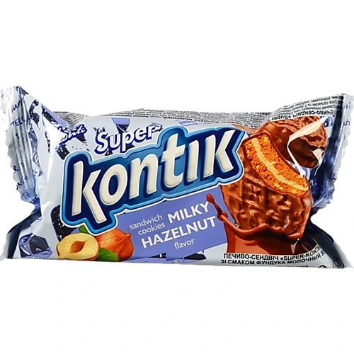 Печиво сендвіч Super Kontik 90г фундук молочний