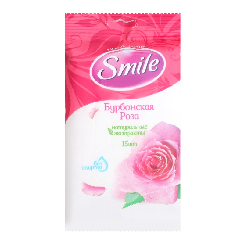 Серветки вологі Smile 15шт дейлі троянда орхiдея