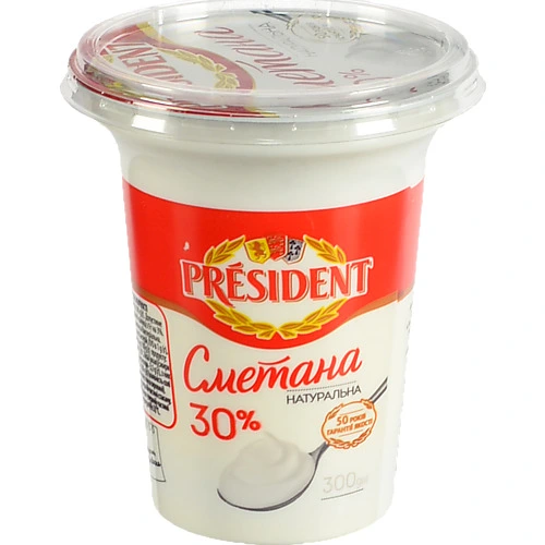 Сметана Президент 300г 30% ст