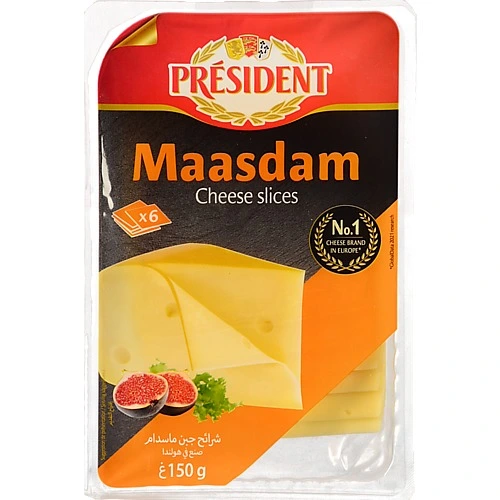 Сир Президент 150г 46% мааздам скибками