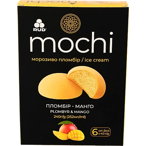 Десерт морозиво Рудь 6х40г mochi пломбір манго мультипак