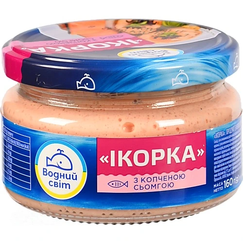 Продукт з ікрою океан. риби Водний світ 160г копчена сьомга