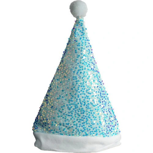 Капелюх Діда Мороза карнавальний  Блистки блакитнітип 18