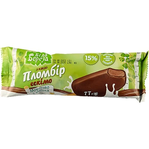 Морозиво Белая бяроза 77г ескімо пломбір шоколадне