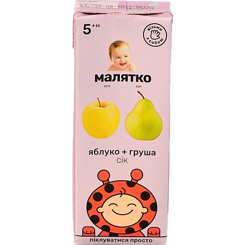Сік Малятко 200мл яблуко груша