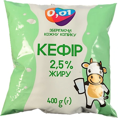 Кефір 0.01 400г 2.5% п.е