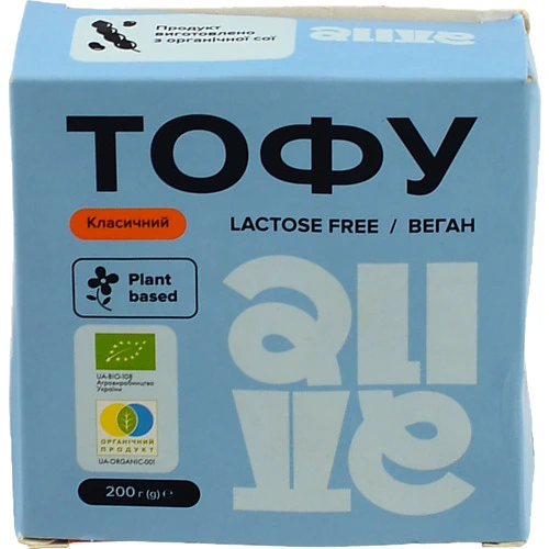 Тофу Alive 200г класичний пастеризований