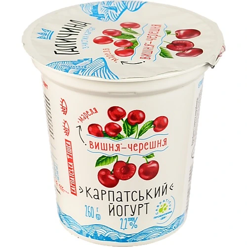 Йогурт Галичина 260г 2.2% вишня черешня ст