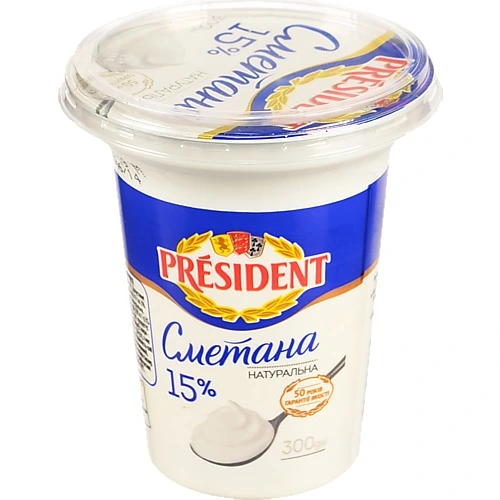 Сметана Президент 300г 15% ст