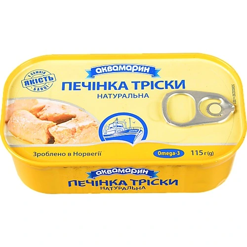 Печінка тріскі Аквамарин 115г натуральна