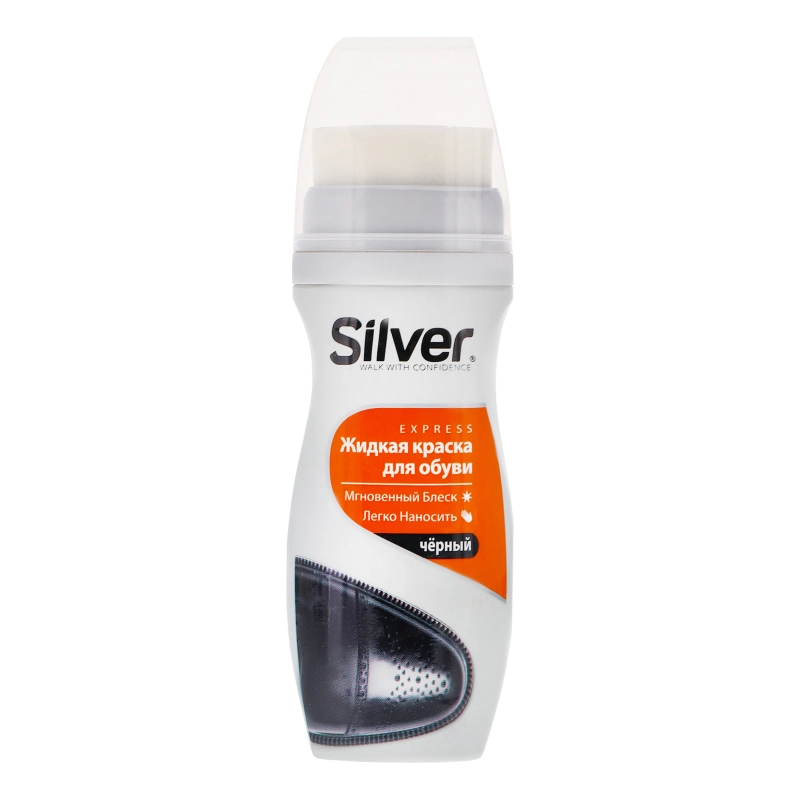 Фарба для взуття рідка чорна Express Silver 75мл