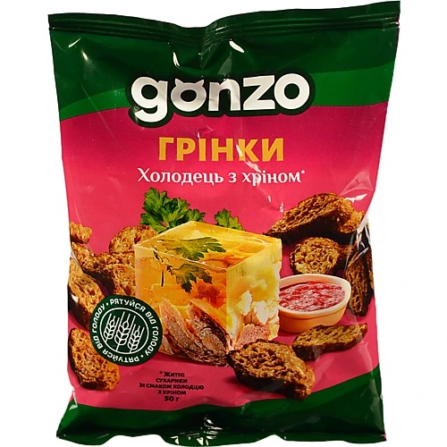 Сухарики Gonzo 50г житні холодець хрін