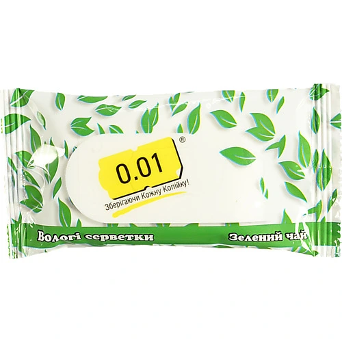 Серветки вологі 0.01 15шт зелений чай