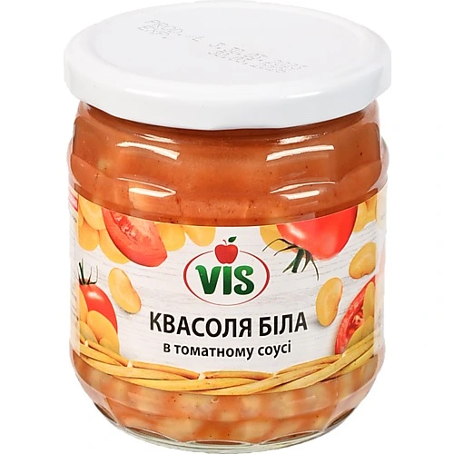 Квасоля Vis 410г біла в томатному соусі с.б